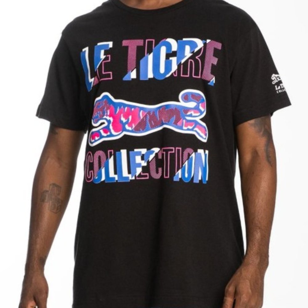 Le Tigre Griffin Crew Tee Shirt in Black Sz M NWT